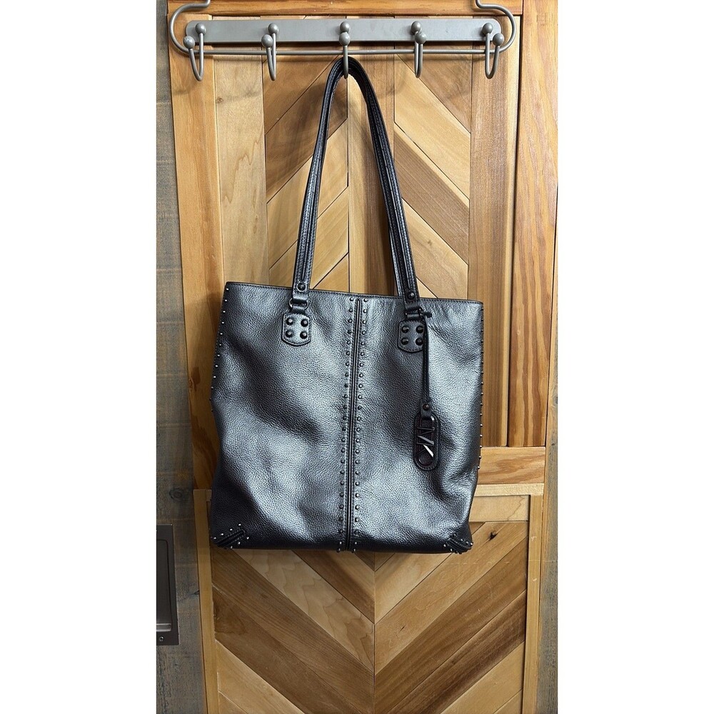 Michael Kors Astor Re-Edition 2004 Pewter Studded Leather Bag 14”x5” 14” Height